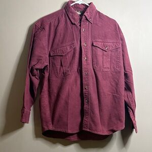 Vintage Guide Gear Burgundy Button-Up Shirt Medium 100% Cotton